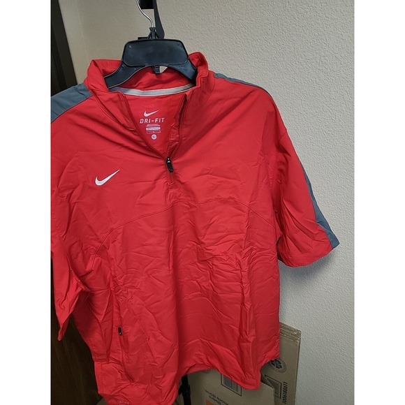 Nike Dri-Fit Mens Red Pullover Polyester Short Sleeve‎ Shirt Size Large - Picture 1 of 5